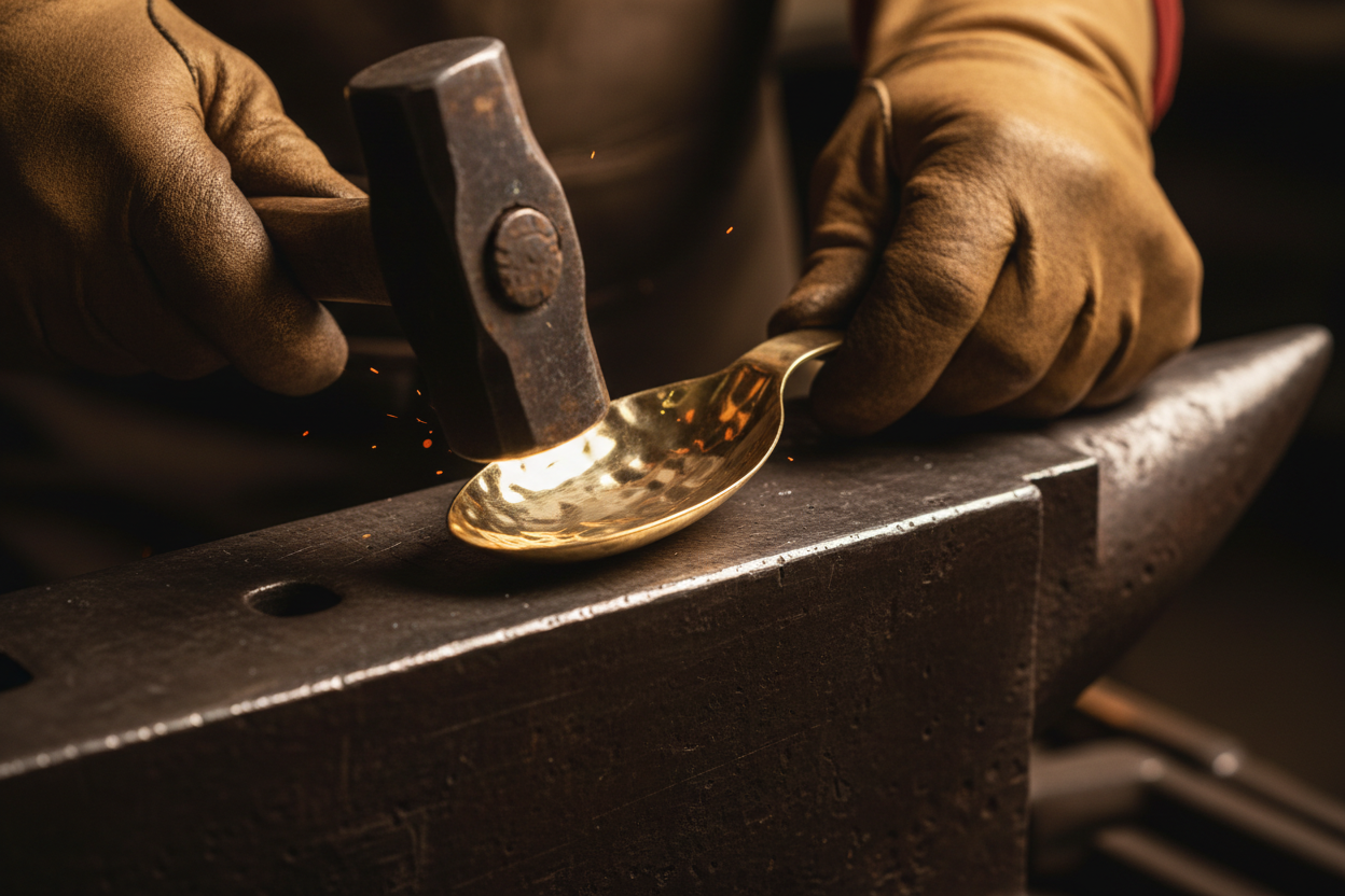 hand crafted copper and brass spoons